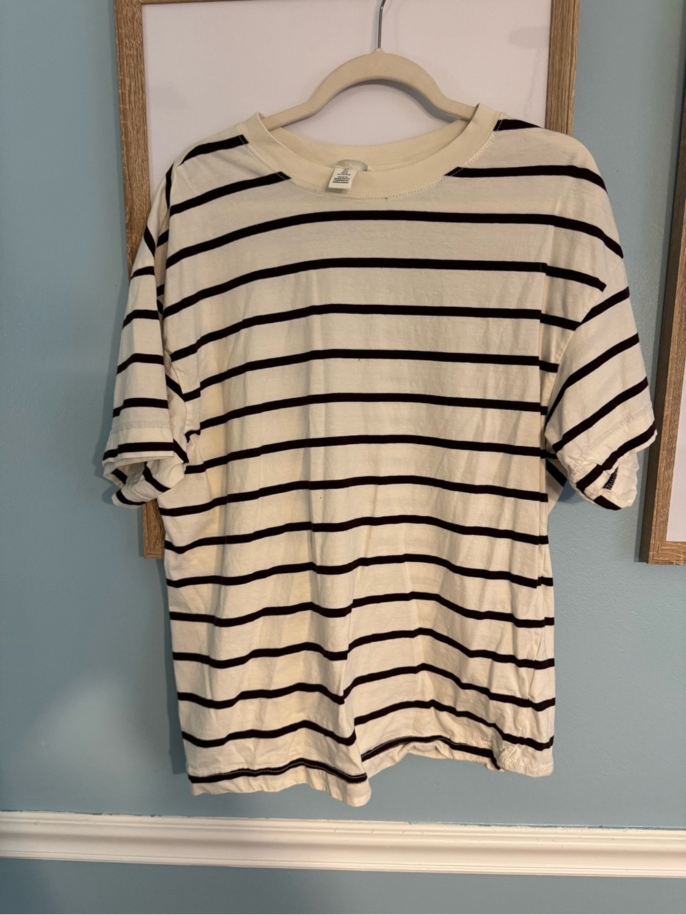 Cream and Brown Striped Short Sleeve Tee